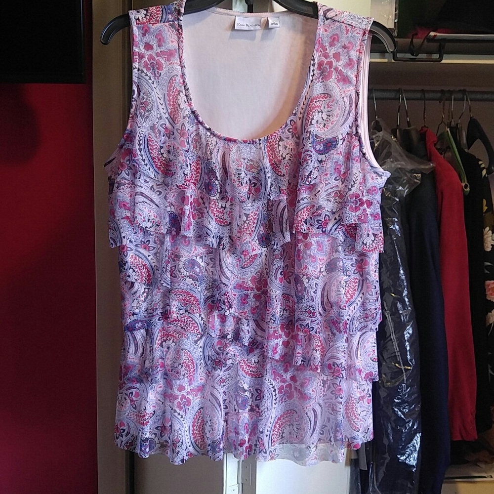 Kim Rogers sleeveless paisley top, size L